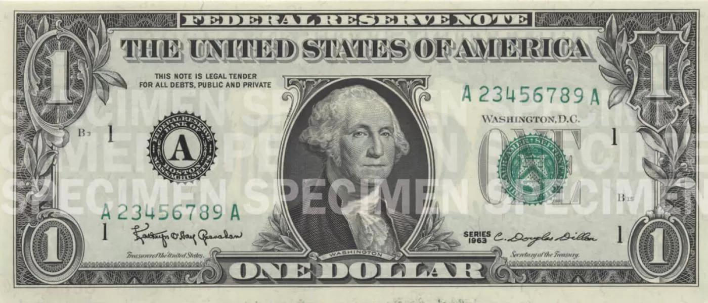 U.S. 1-dollar specimen note front