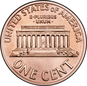 1-cent U.S. coin back, 2005 Lincoln Memorial cent