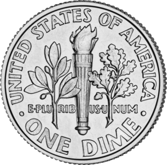 10-cent U.S. coin back, 2005 Roosevelt dime
