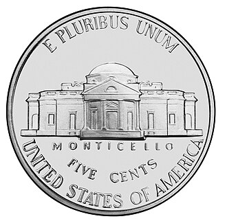 5-cent U.S. coin back, 2003 Jefferson/Monticello nickel