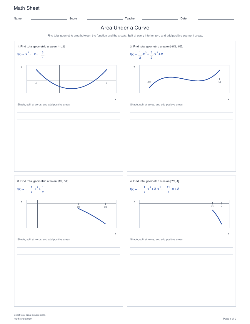 First page preview: Area Under a Curve
