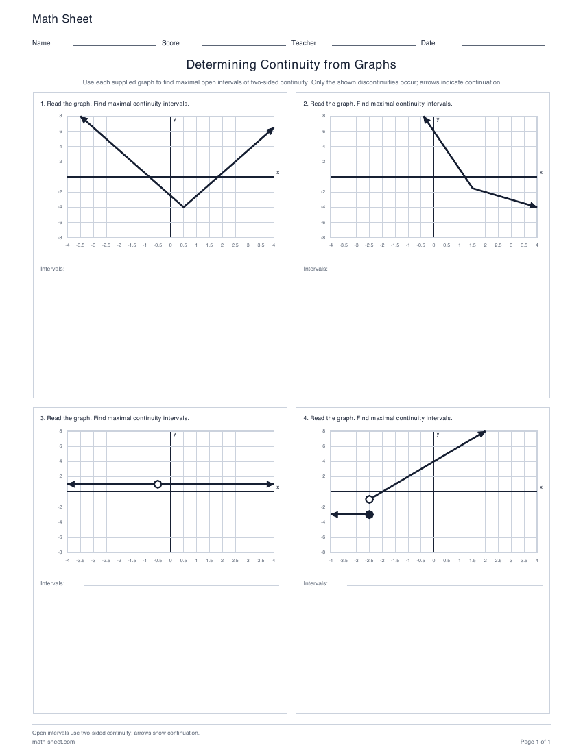 First page preview: Determining Continuity from Graphs