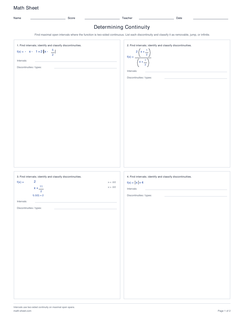 First page preview: Determining Continuity