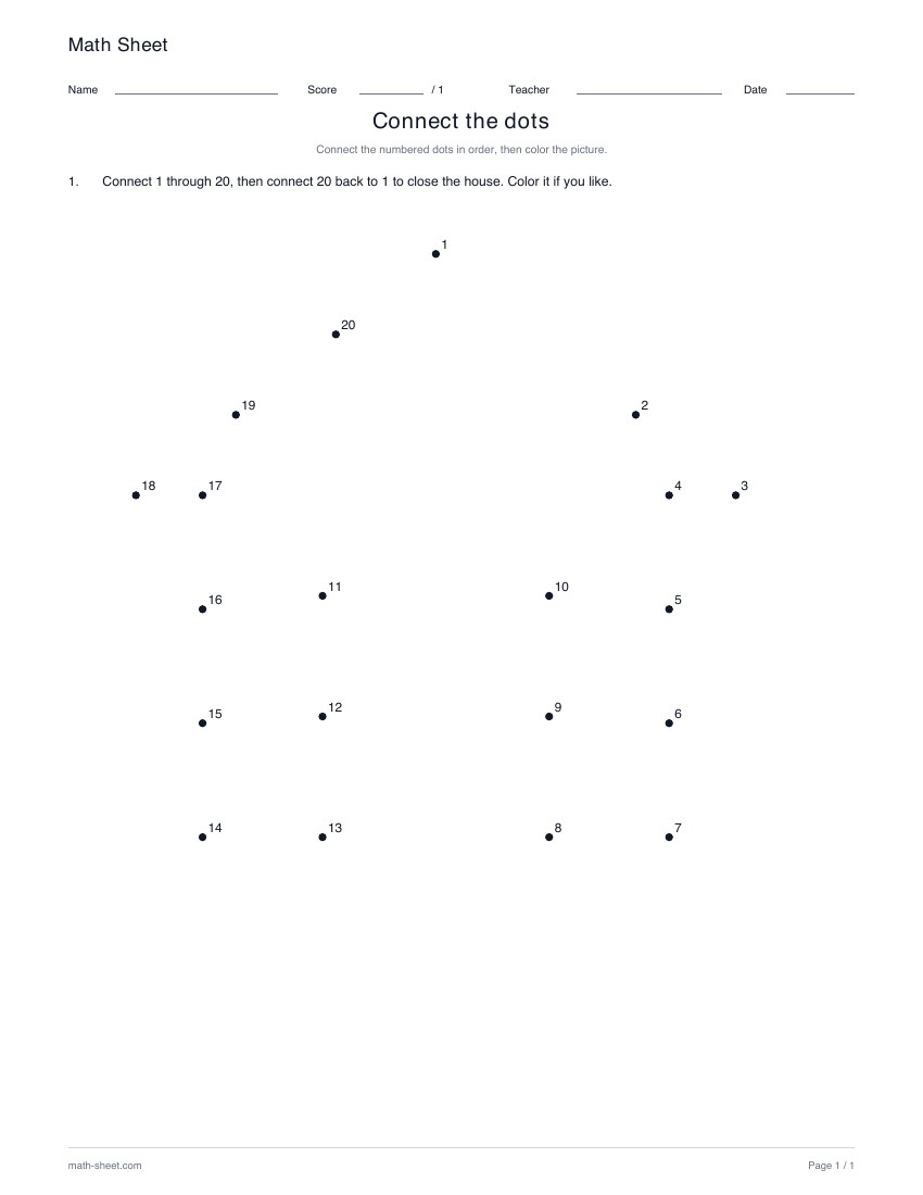 Printable connect the dots worksheet preview