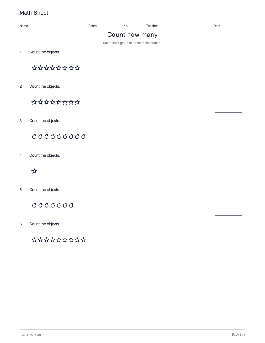 Printable count how many worksheet preview