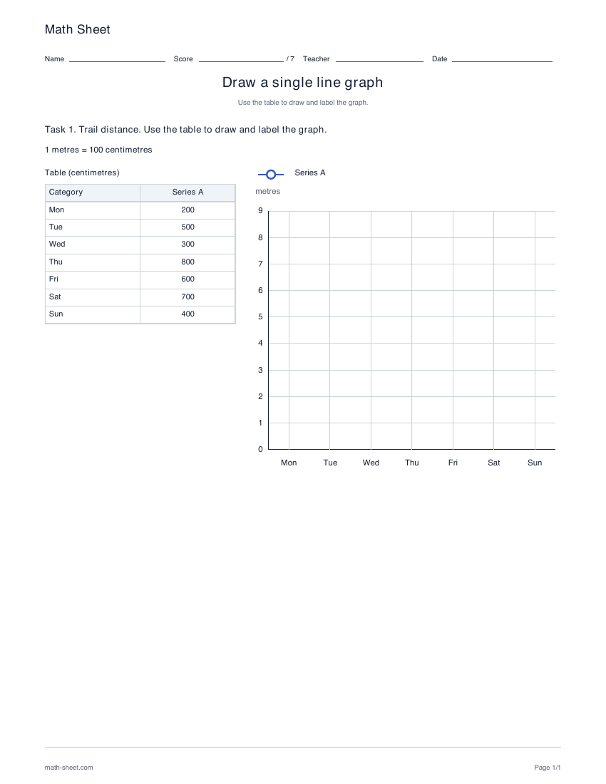 Printable draw single line graphs worksheet preview