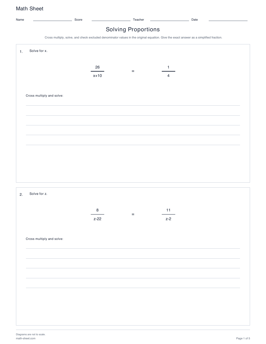 First page preview: Solving Proportions Worksheets