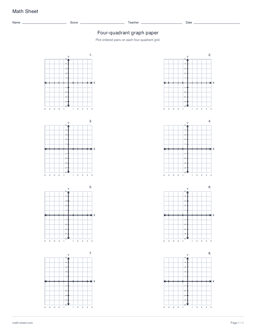 First page preview: Four-quadrant graph paper