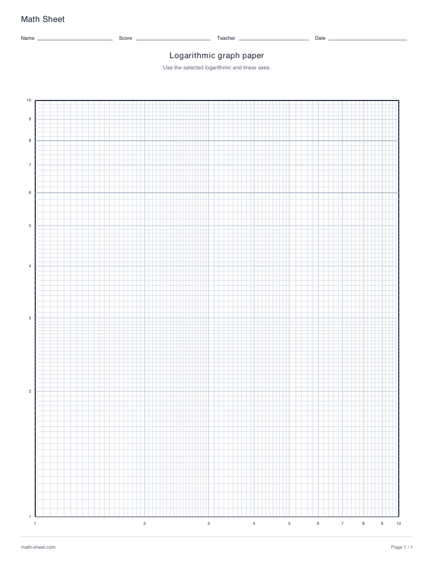First page preview: Logarithmic and semi-log graph paper