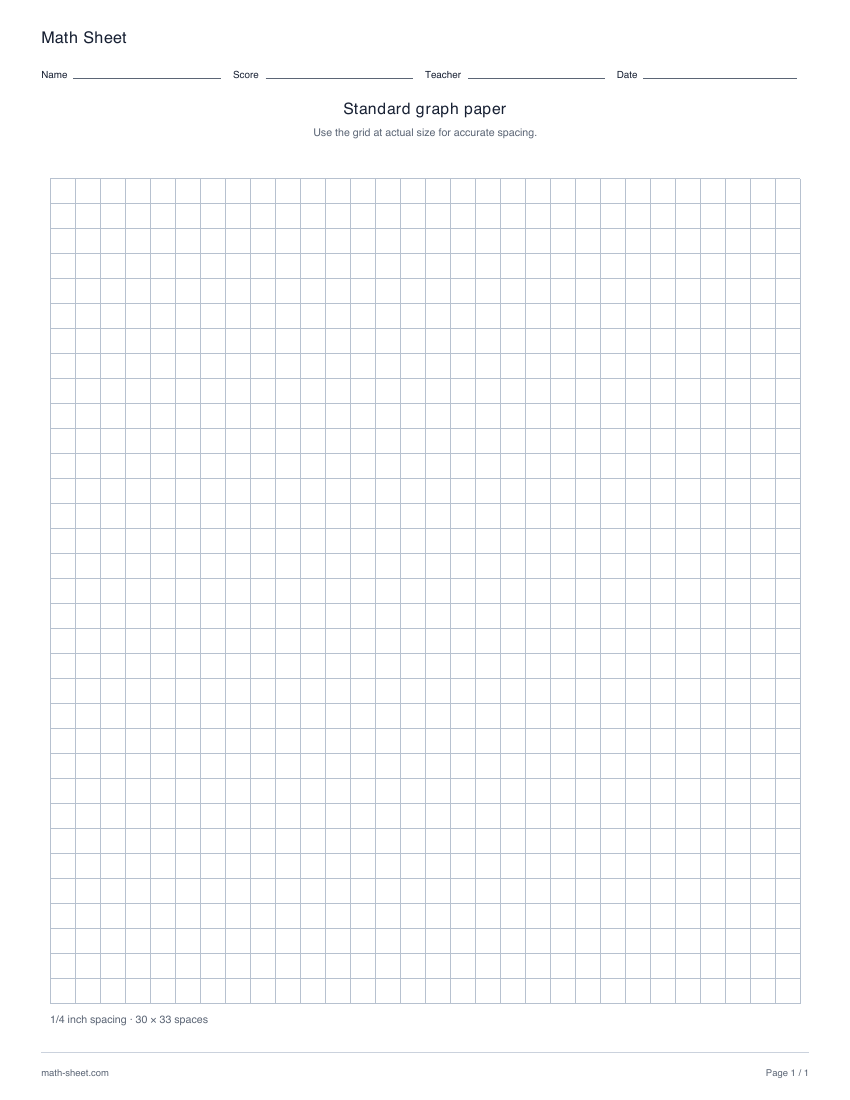 First page preview: Printable graph paper