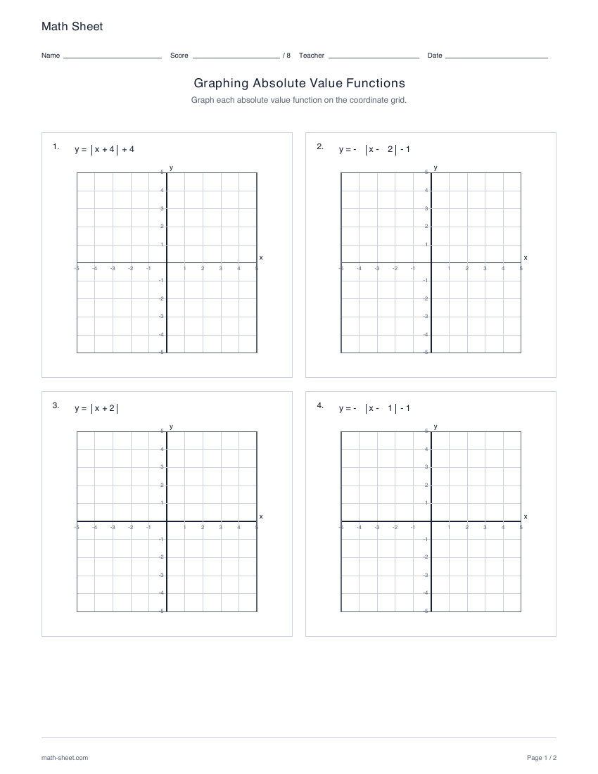 Free Linear Functions and Slope Worksheets | Math Sheet