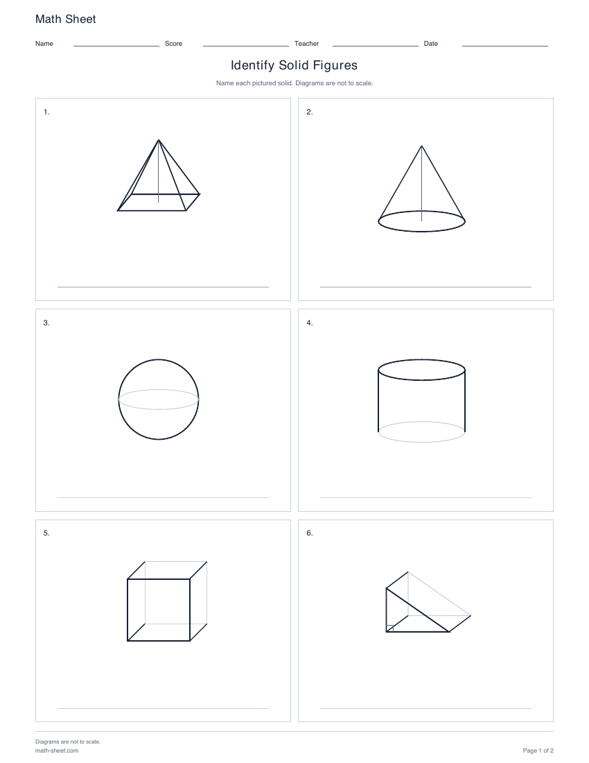First page preview: Identify Solid Figures Worksheets