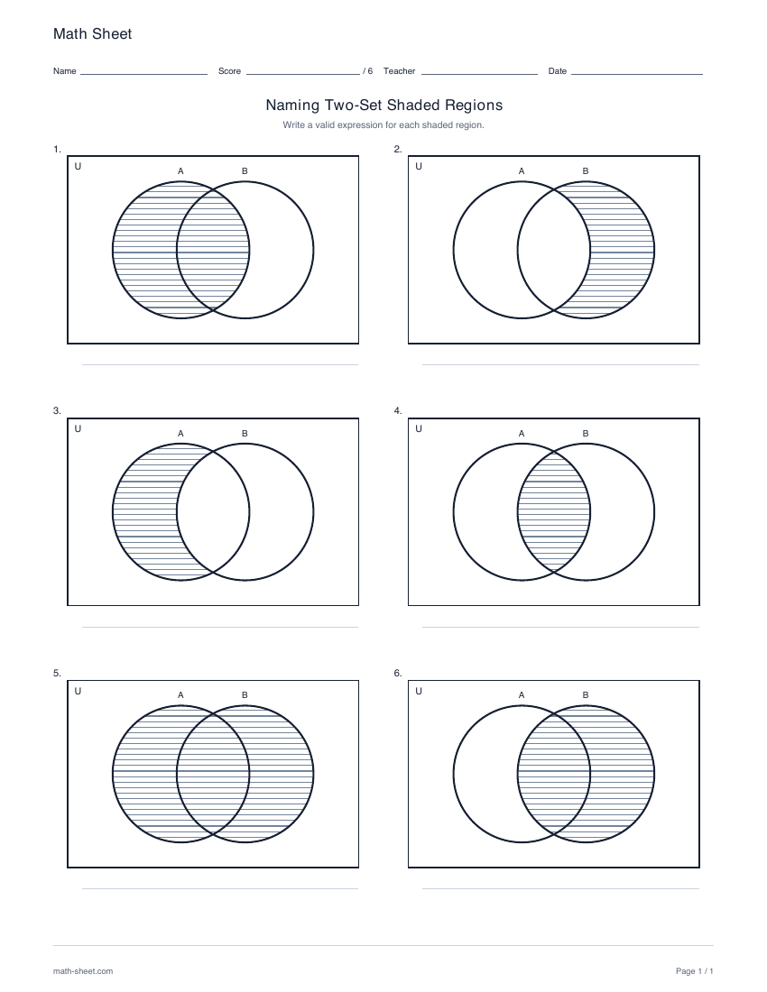 First page preview: Naming shaded two-set Venn diagrams