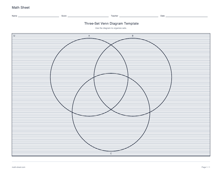 First page preview: Three-set Venn diagram template