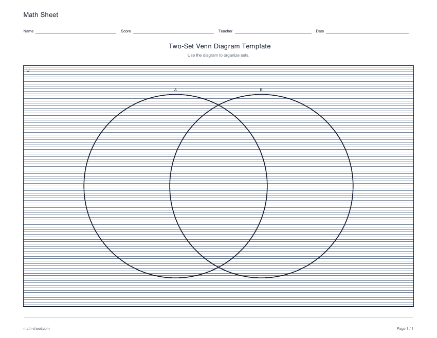 First page preview: Two-set Venn diagram template